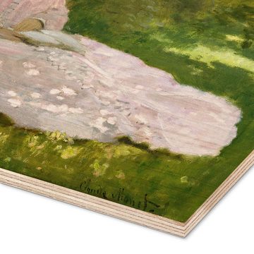 Posterlounge Holzbild Claude Monet, Die Leserin, Wohnzimmer Malerei