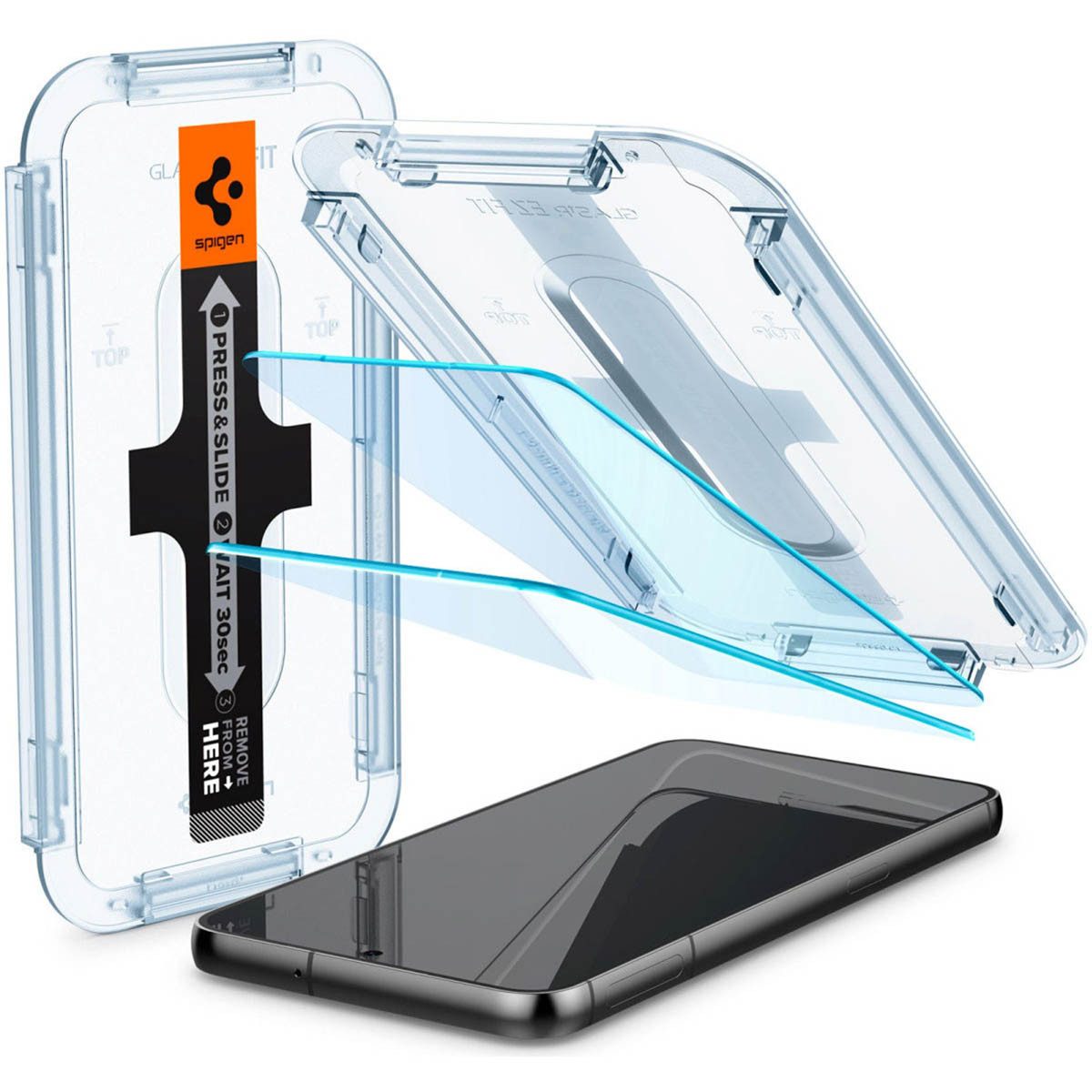 Spigen Displayschutzglas Spigen Displayschutzfolie 2er-Pack + Applicator Samsung Galaxy S23, 2 Stück