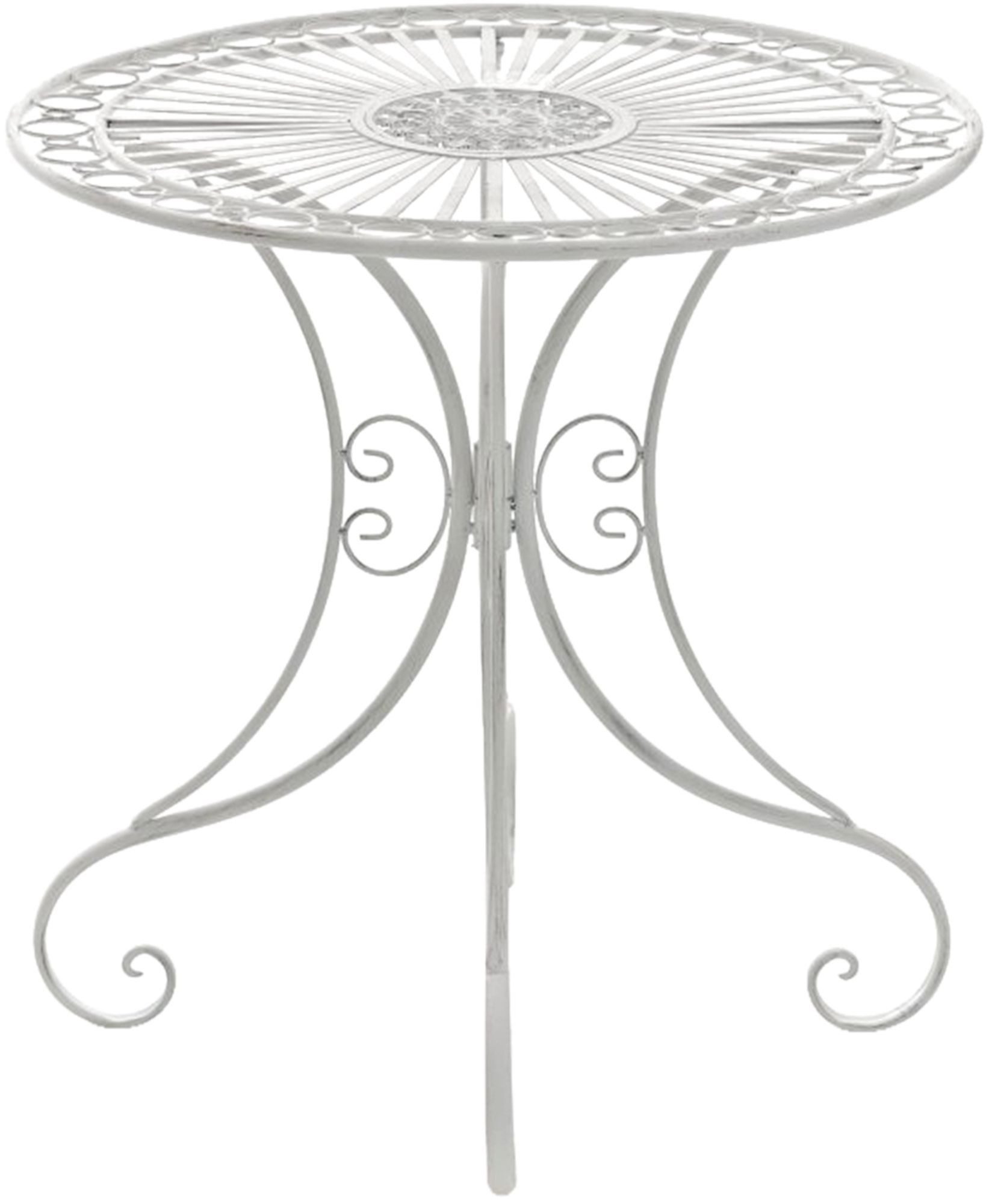 furnicato Gartentisch Hari 70 cm Weiß (1-St), Handgefertigter Outdoor-Tisch mit Patina für deinen Balkon