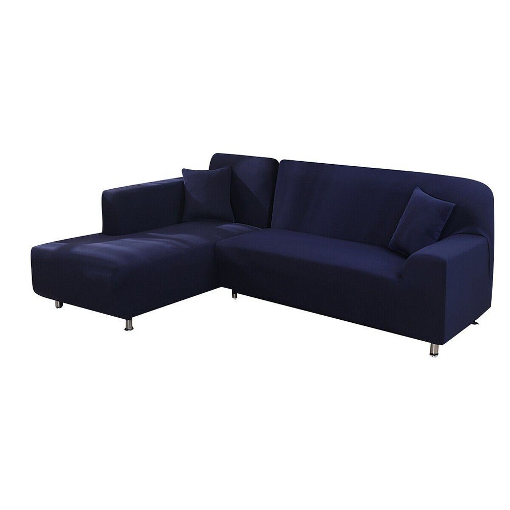 Ecksofahusse Stretch-Stoff Universal L-Shape Sofa Abdeckung,190-230cm, TWSOUL, Hergestellt aus Stretchmaterial, Geeignet für alle Jahreszeiten Navy blau