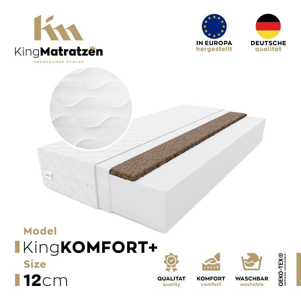 KingKOMFORT 12 Matratzen cm, PLUS 12cm bett KingMatratzen, hoch 160 x200 Kaltschaummatratze cm H3/H4