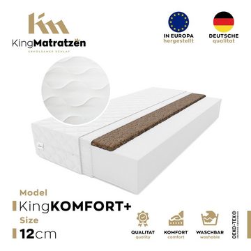 Kaltschaummatratze Matratzen bett H3/H4 KingKOMFORT PLUS 12cm 140 x200 cm, KingMatratzen, 12 cm hoch