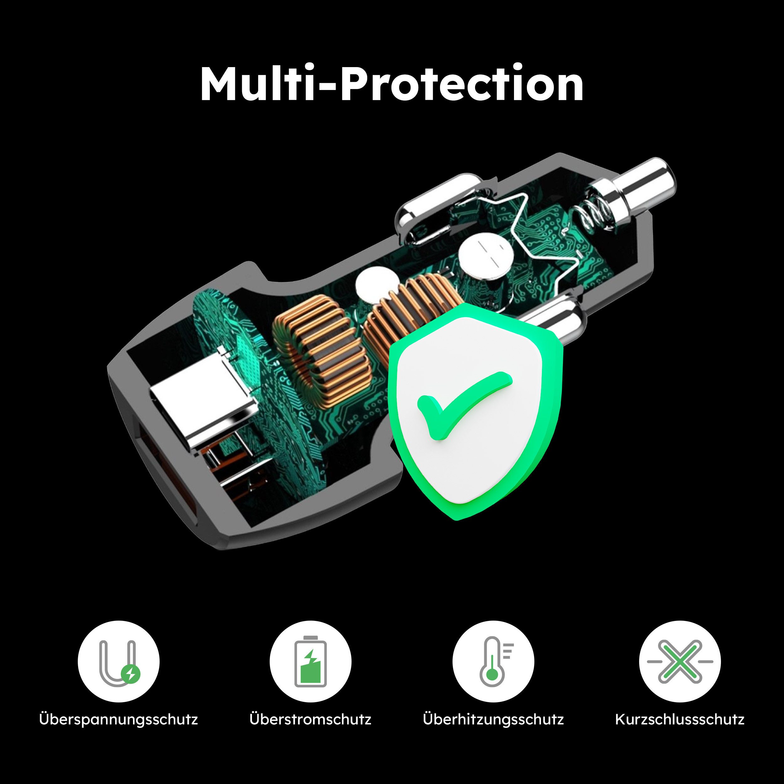 alkaya. Schnellladekabel KFZ Ladegerät USB C Auto Ladekabel Handy Autoladekabel, Für Xiaomi, Für Huawei, für Apple iPhone, für Samsung Galaxy, Für Google, Für Sony, USB-C, Für Apple, USB Typ C (100 cm), Zigarettenanzünder 48W schnellladegerät Datenkabel