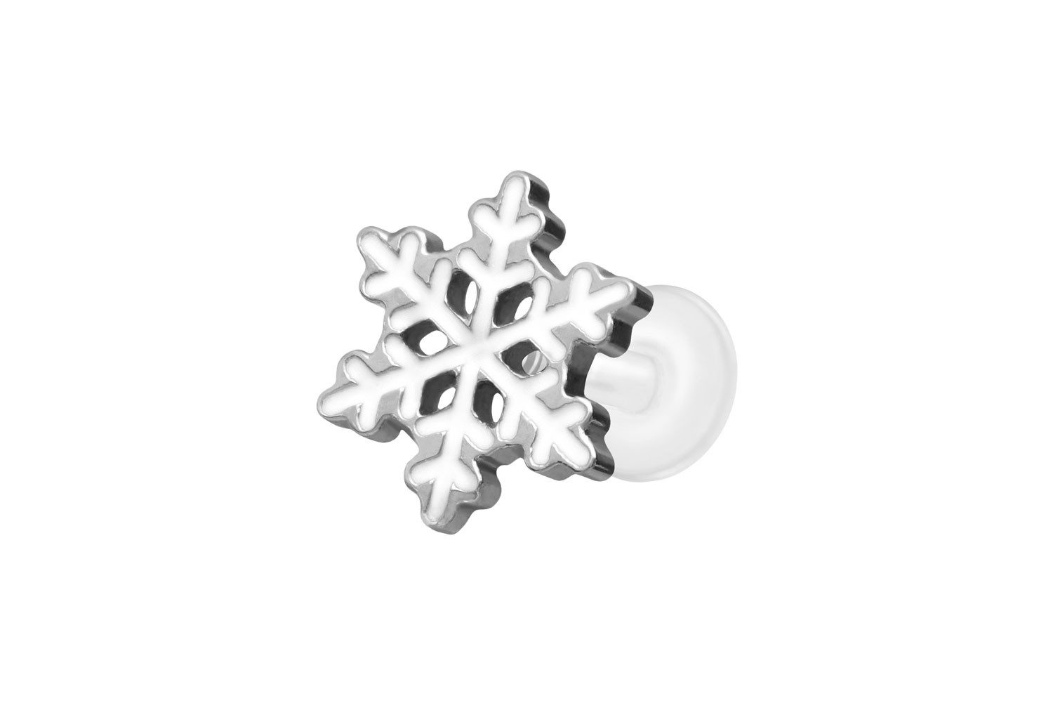 PIERCINGLINE Piercing-Set PTFE Labret mit Innengewinde + Titan-Aufsatz SCHNEEFLOCKE (Labrets, 1-tlg)