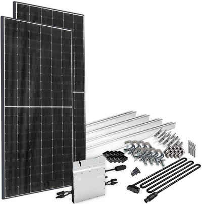 offgridtec Solaranlage Solar-Direct 830W HM-600, 415 W, Monokristallin, Schuko-Anschluss, 5 m Anschlusskabel, Montageset Balkongeländer