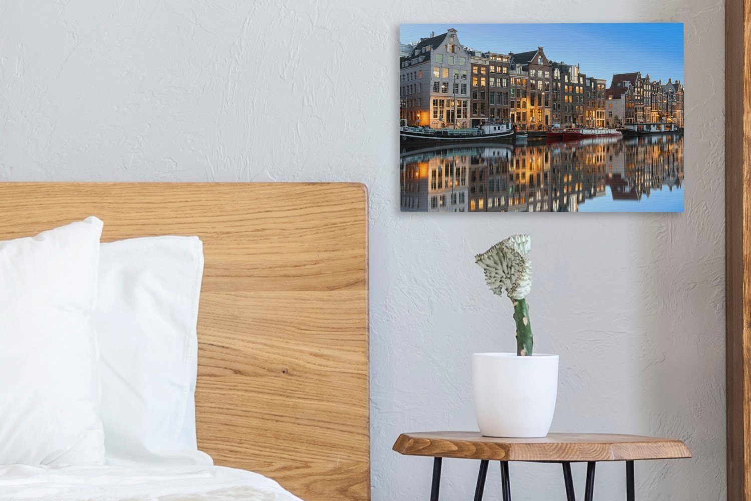 OneMillionCanvasses® (1 Das Wanddeko, St), 30x20 Wandbild Amsterdamer Prinsengracht, cm Leinwandbild Wasser stille Leinwandbilder, der Aufhängefertig,