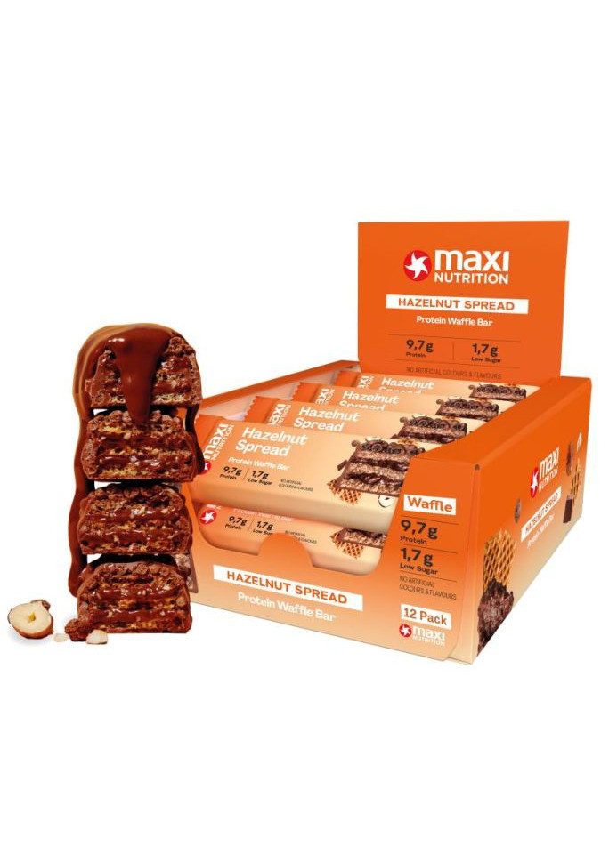 Maxi Nutrition Protein Waffle Bar 12x40g - Peanut Spread Riegel, 550 g, Riegel