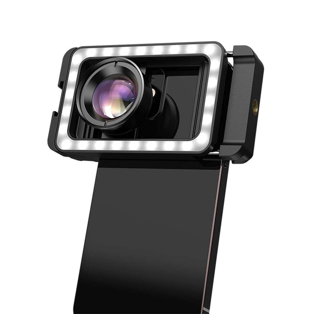 DOPWii APEXEL 3-in-1 Makro-Objektiv, Makroobjektiv, (dreifarbiges Fülllicht mit 40 LED-Perlen für iPhone, Samsung, Huawei)