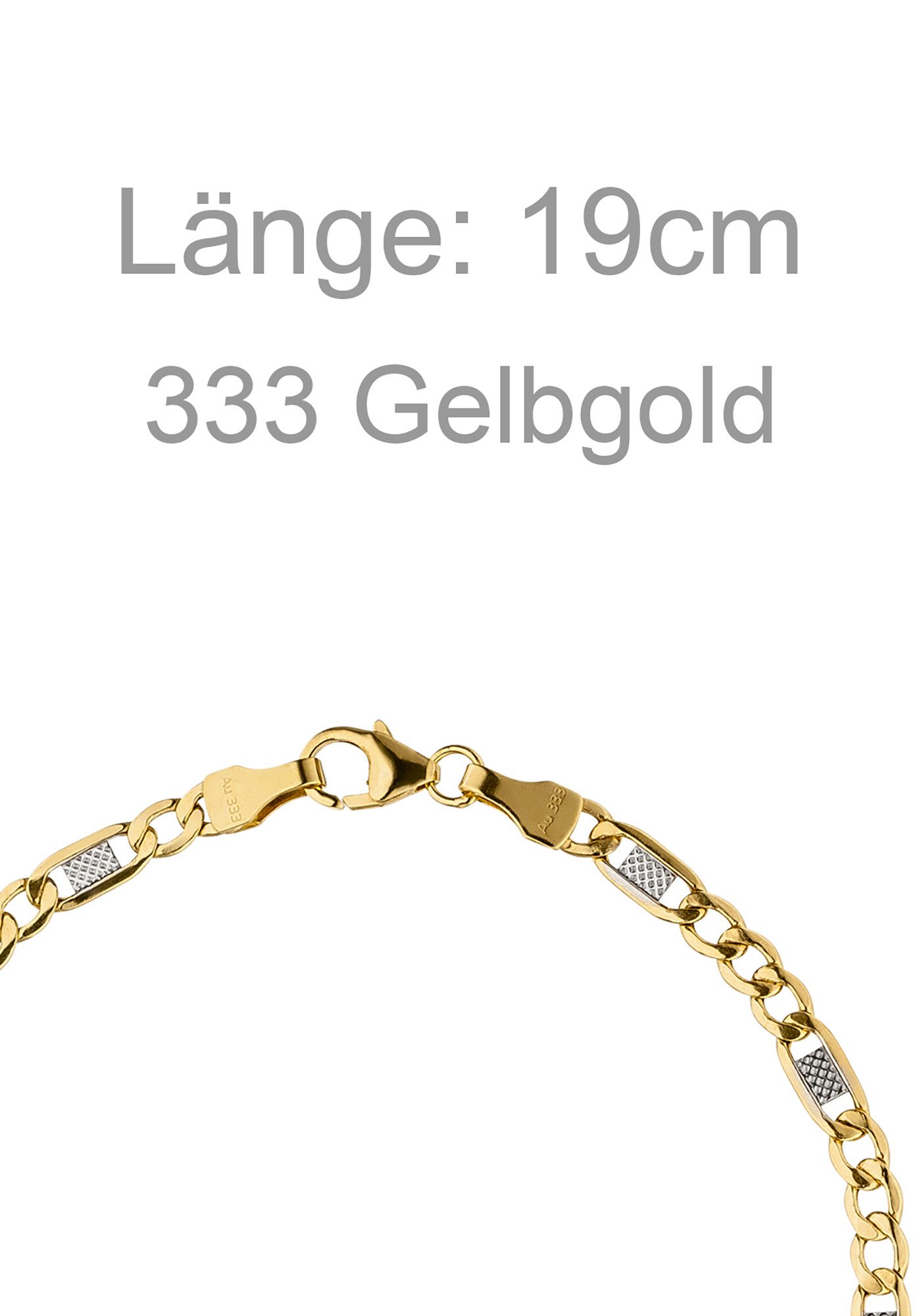 JOBO Goldarmband, Steg-Panzerarmband 333 Gold bicolor 19 cm