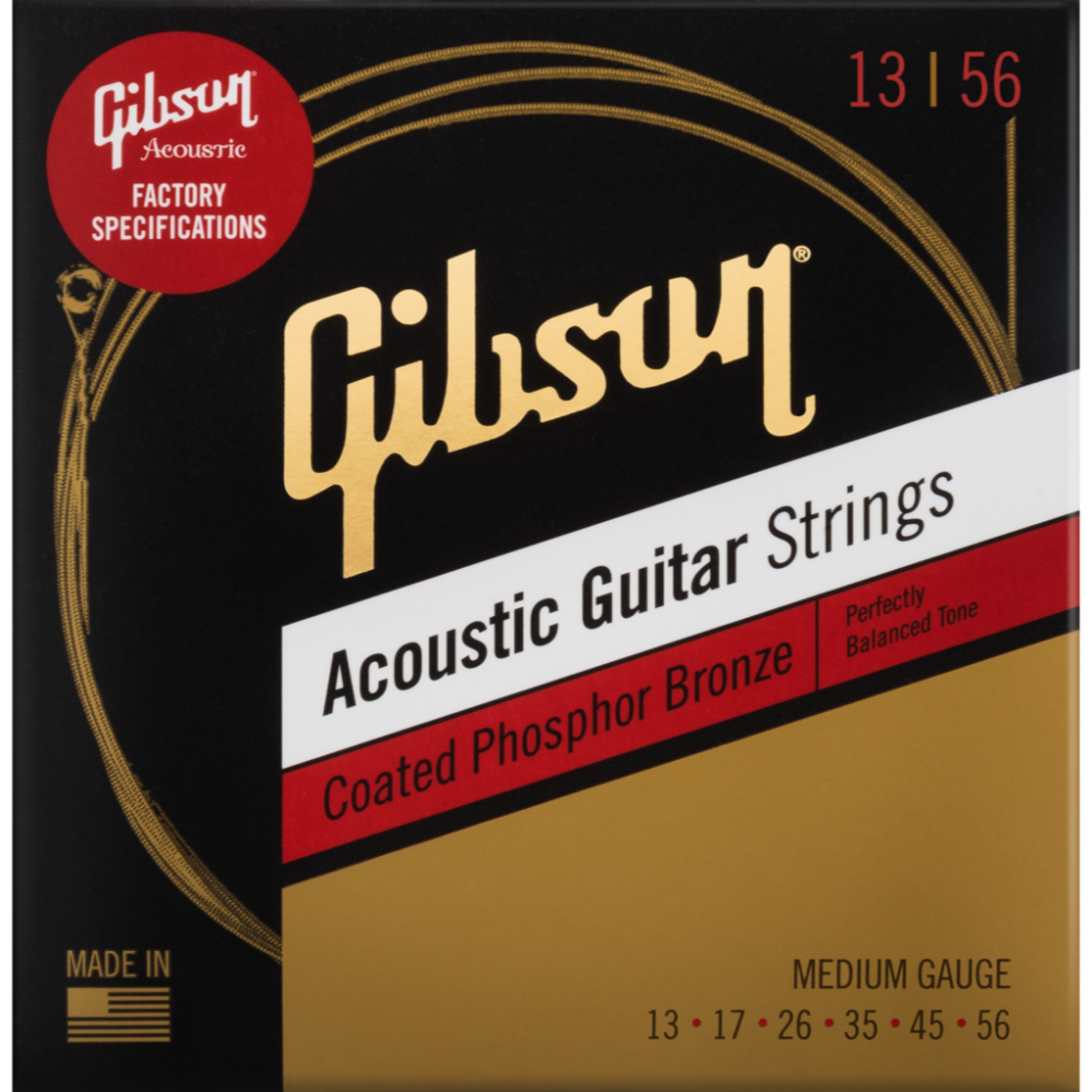 Westerngitarrensaiten Acoustic SAG-CPB13 Gibson Spielzeug-Musikinstrument, Medium - 13-56