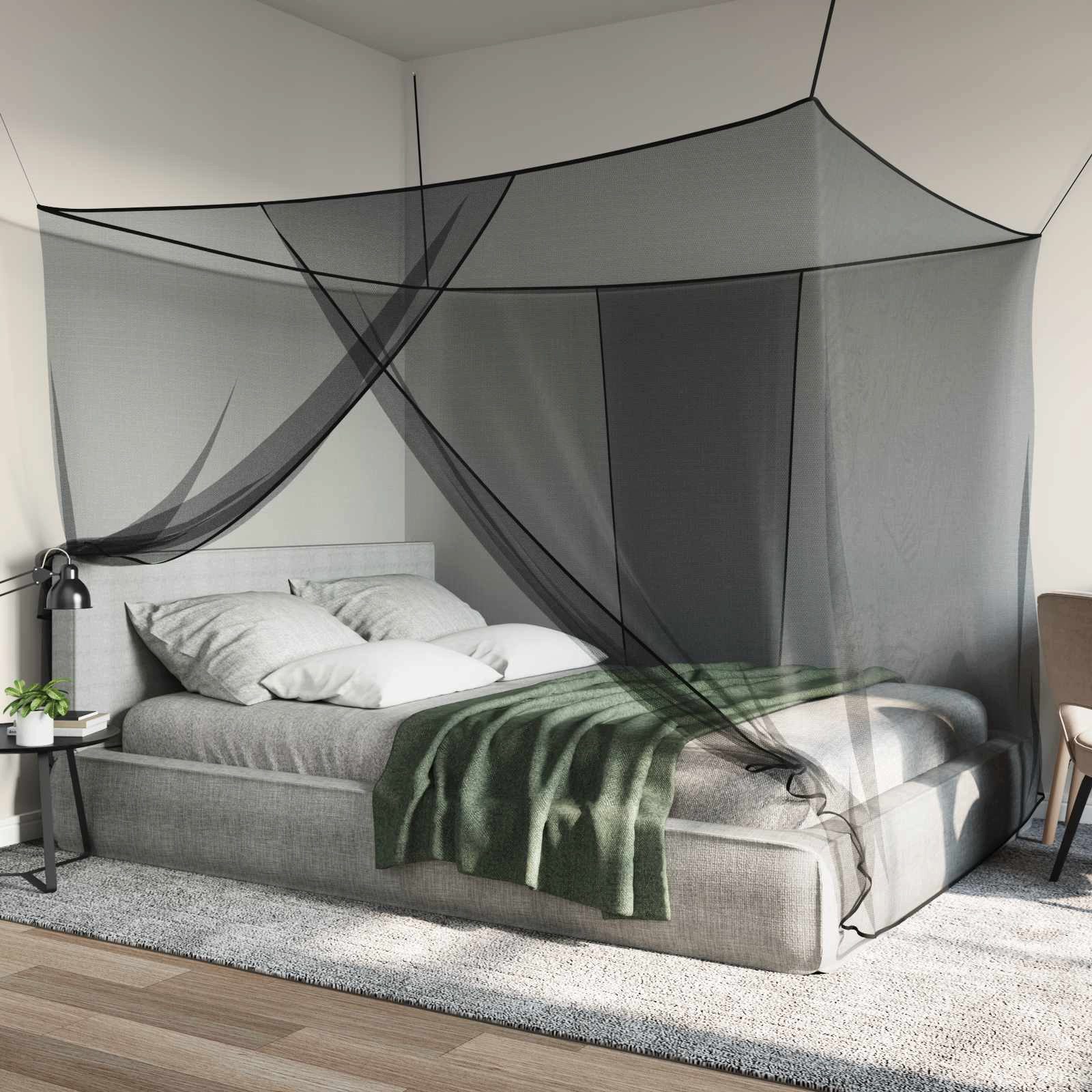 vidaXL Bett Moskito-Netz für das Bett 156 Mesh Schwarz 220 x 180 x 180 cm (1-tlg)