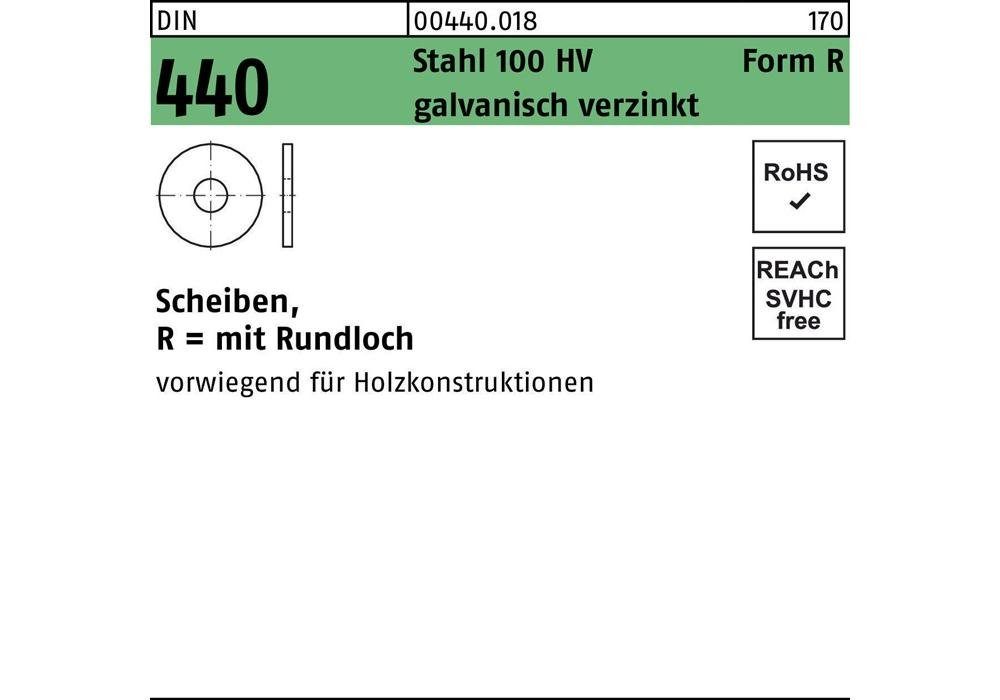 Stahl galvanisch verzinkt U-Scheiben Scheibe Form R DIN 440 DIN EN ISO 7094 