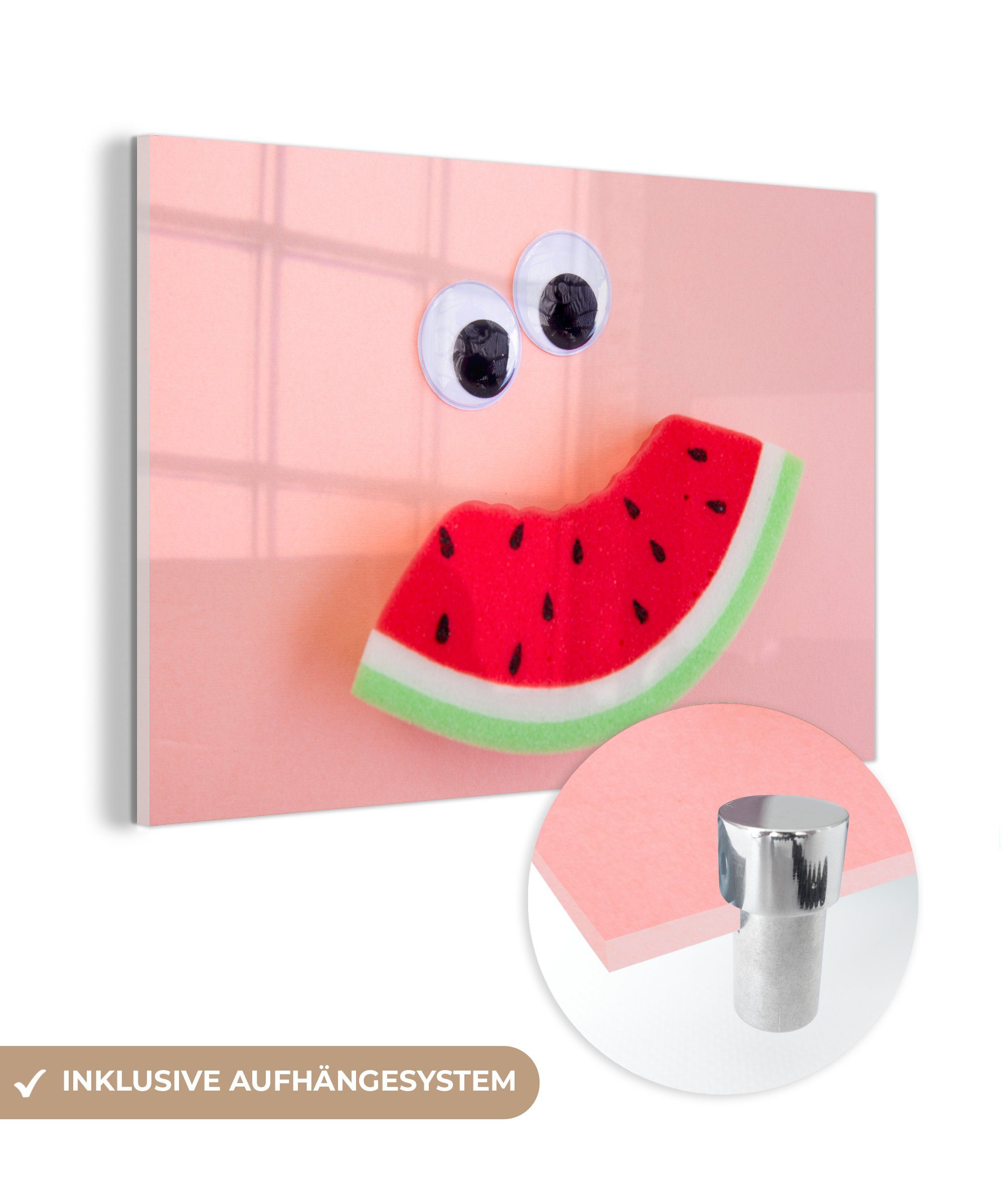 MuchoWow Acrylglasbild Wassermelone Lächeln, (1 St), Acrylglasbilder Wohnzimmer & Schlafzimmer