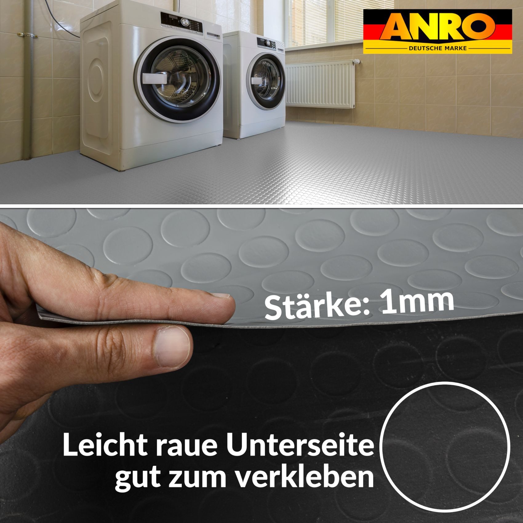 ANRO Vinylboden IMOS Bodenbelag Starker Linoleum PVC-Bodenbelag gerollt, Feuchtigkeitsbarriere feine Optik, Wasserbeständig Langlebig PVC Matte in Größe: 100x140cm