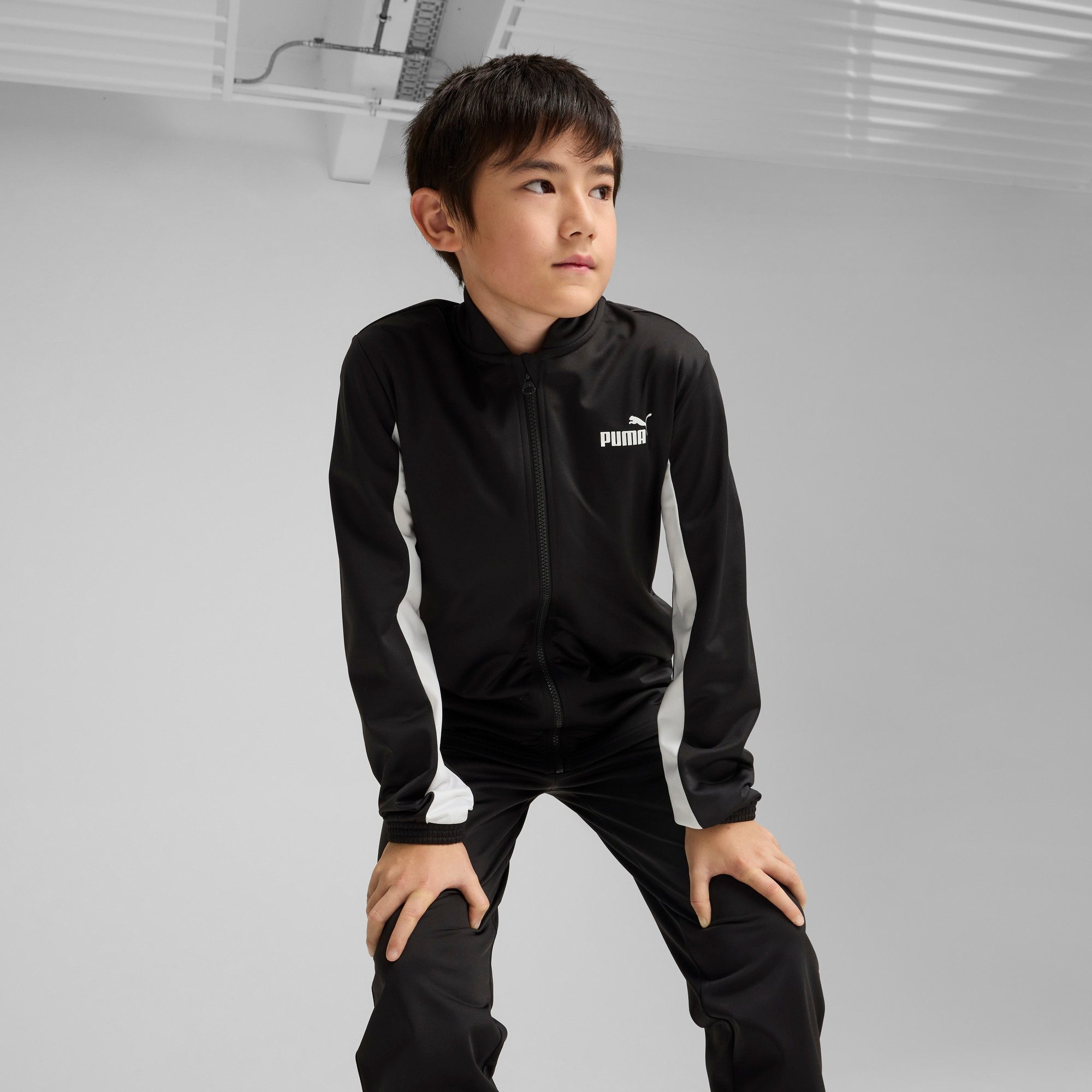 PUMA Trainingsanzug POLY BASEBALL SUIT B (2-tlg), 2-teilig, Jacke mit Stehkragen, mit Logo-Gummiprints