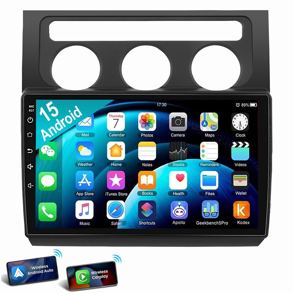 ESSGOO Für VW Touran 1T1 1T2 1T3 2003-2010 Android 15 Autoradio Autoradio (Digitalradio (DAB), FM, AM, RDS, Apple Carplay Android Auto GPS Navi WIFI BT SWC EQ)