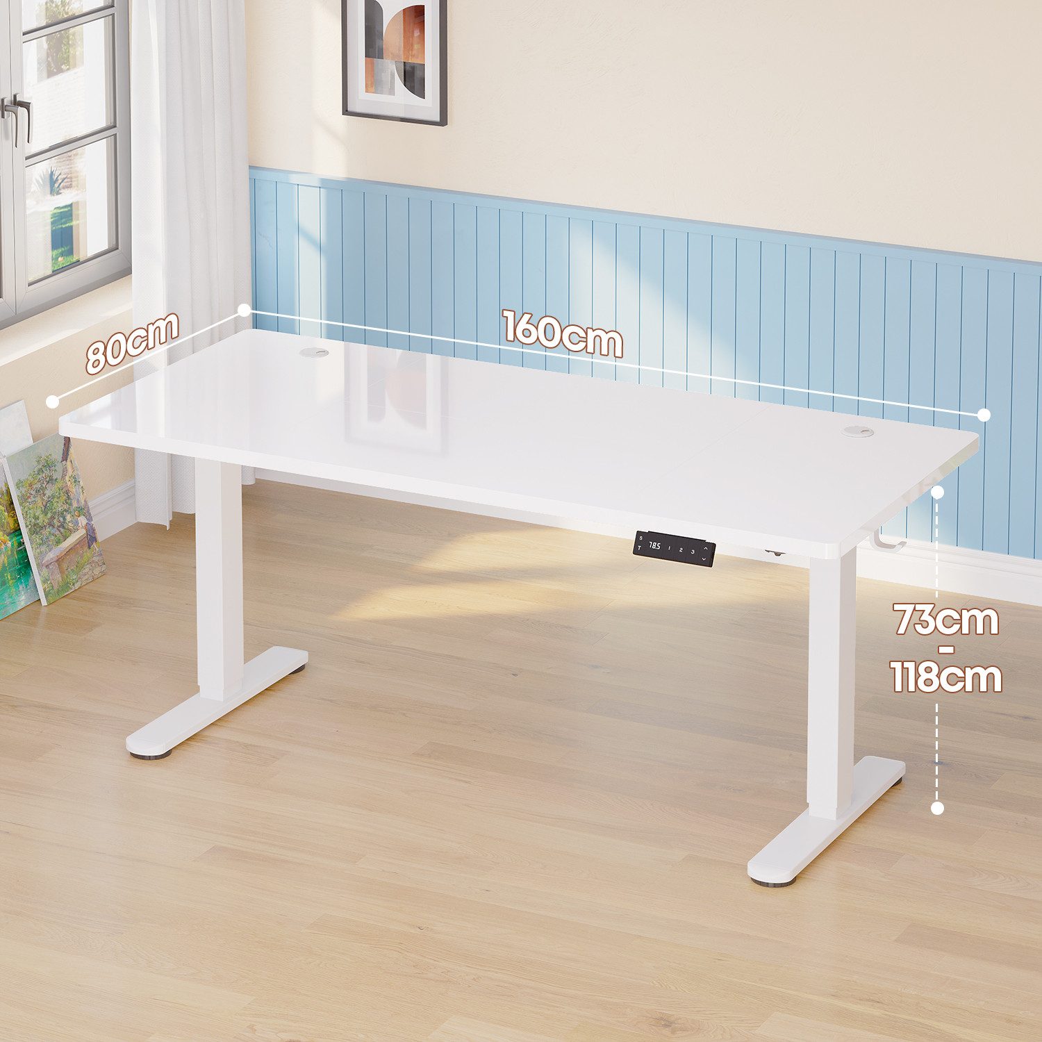 HOMALL Schreibtisch Höhenverstellbarer Schreibtisch mit 3 Höhen-Speicherfunktionen (Mehrere GrdBen 120/140/160/180/200 cm mit 1 USB-Ladanschlus Tischplate mit einerTiefe von 80 cm Der Tisch besteht aus ver Tischplaten)