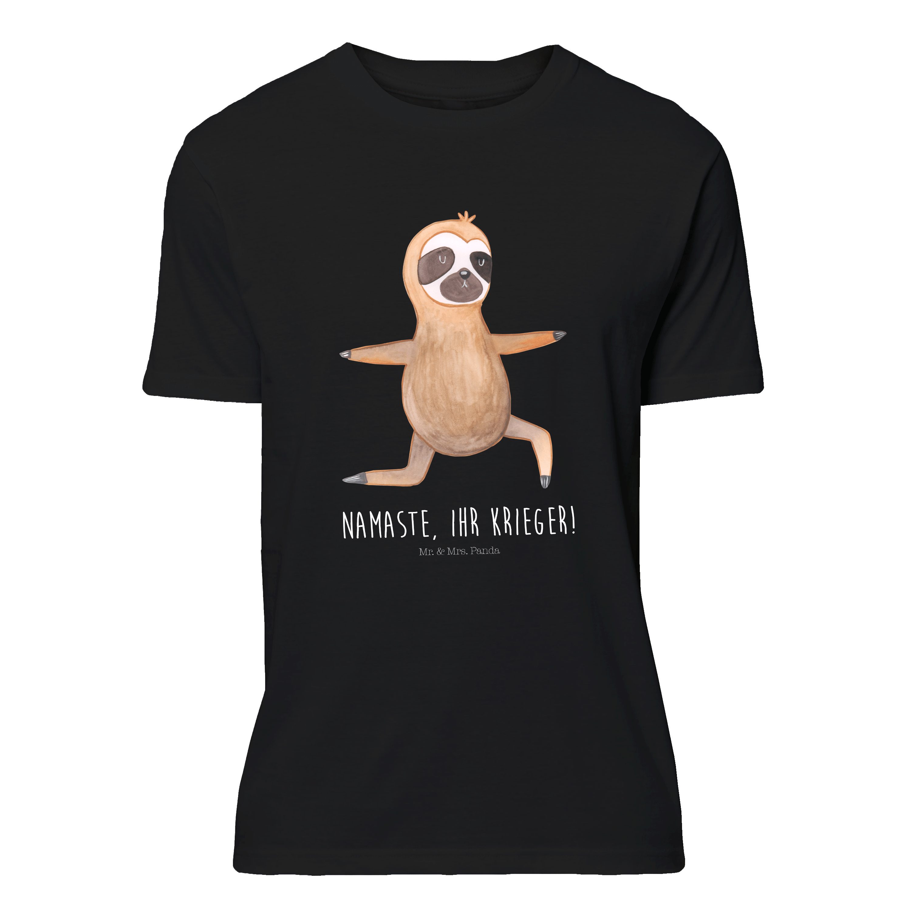 Mr. & Mrs. Panda T-Shirt Faultier Yoga - Schwarz - Geschenk, Krieger, T-Shirt mit Spruch, Shi (1-tlg)