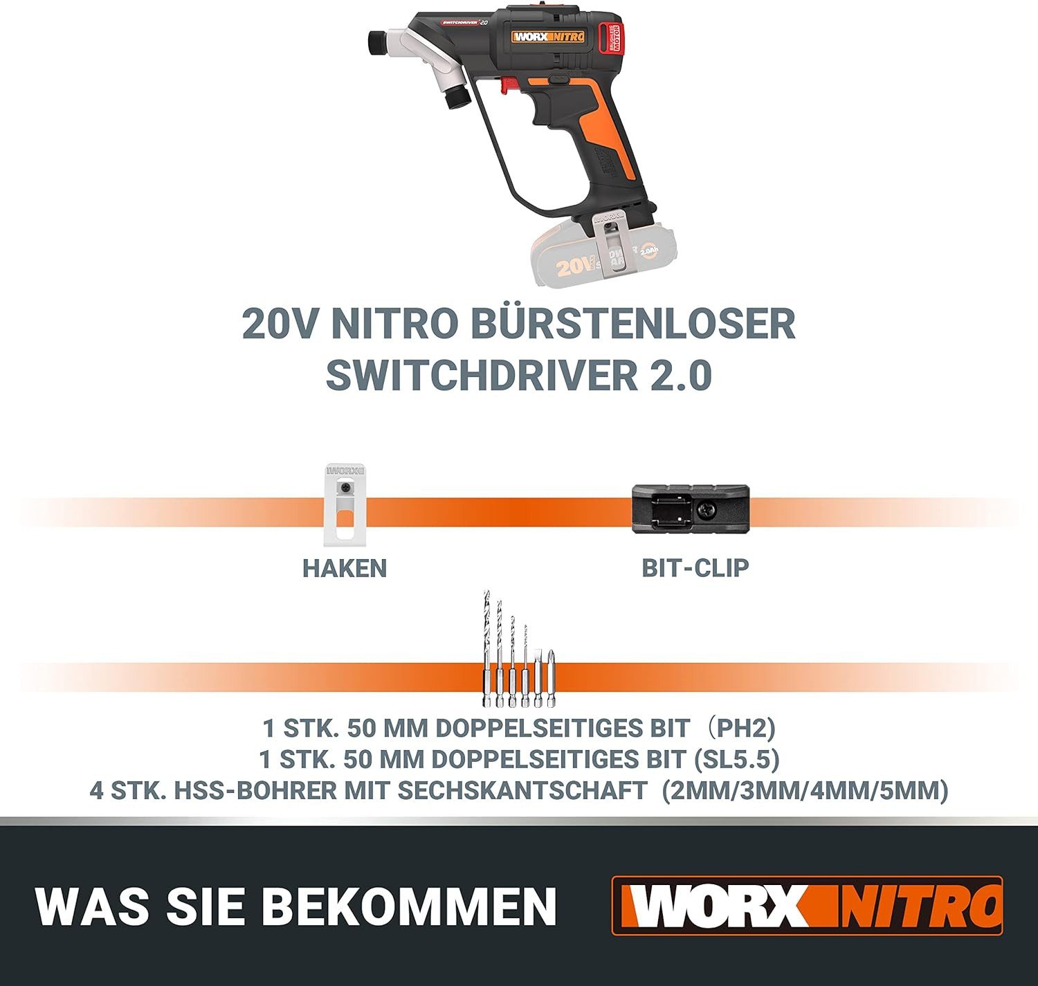 Worx Akku-Bohrschrauber Worx Akku-Bohrschrauber WX177.9 Switchdriver günstig online kaufen