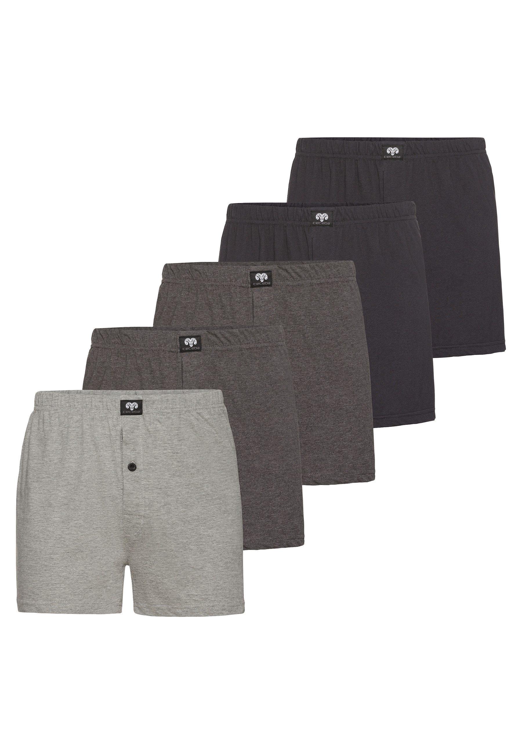 CECEBA Boxershorts CECEBA Herren Boxershort grau uni 5er Pack (5-St)