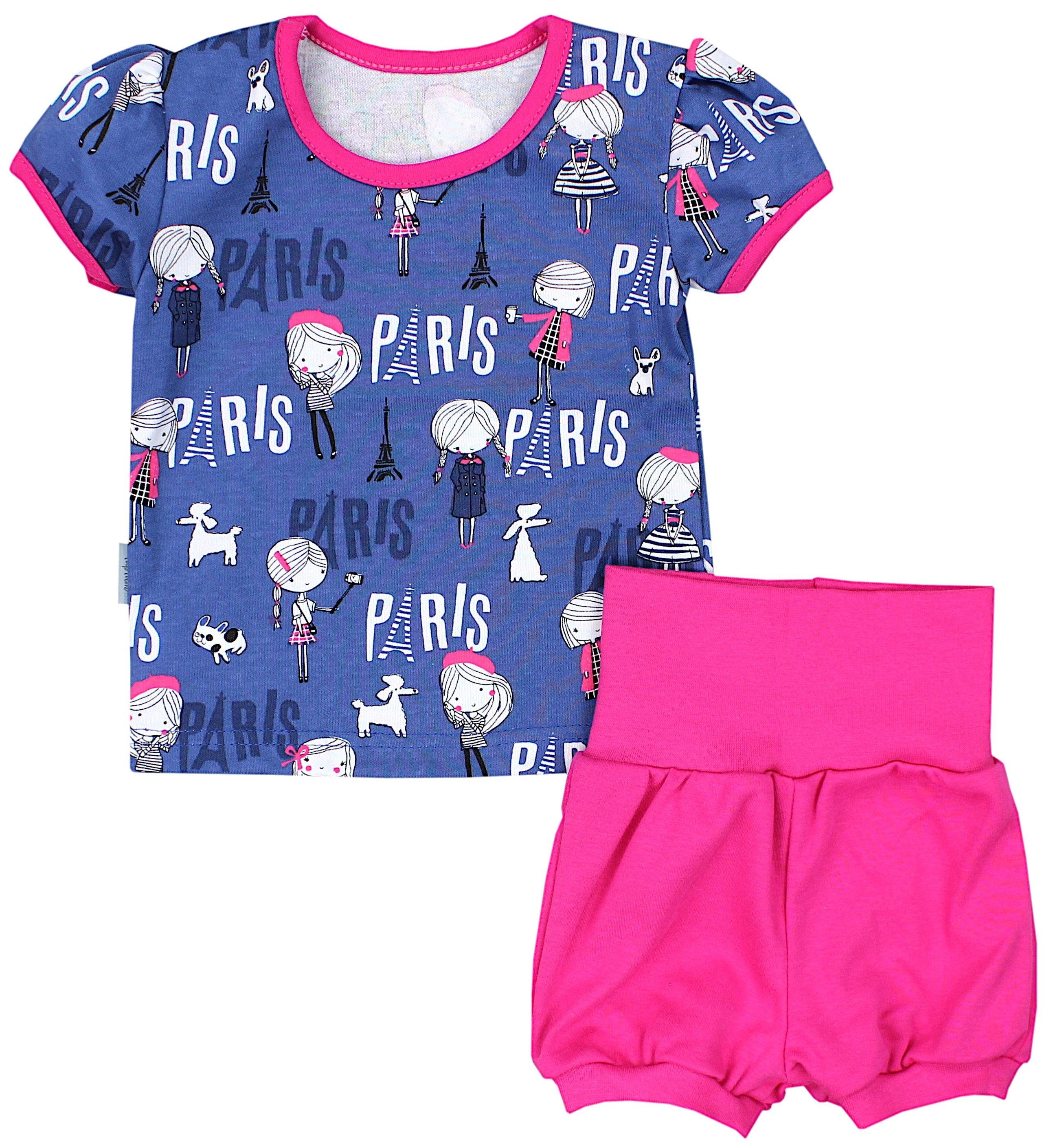 TupTam Shirt & Hose TupTam Baby Mädchen Sommer Bekleidung T-Shirt Shorts Set Mädchen Dunkelblau / Amaranth