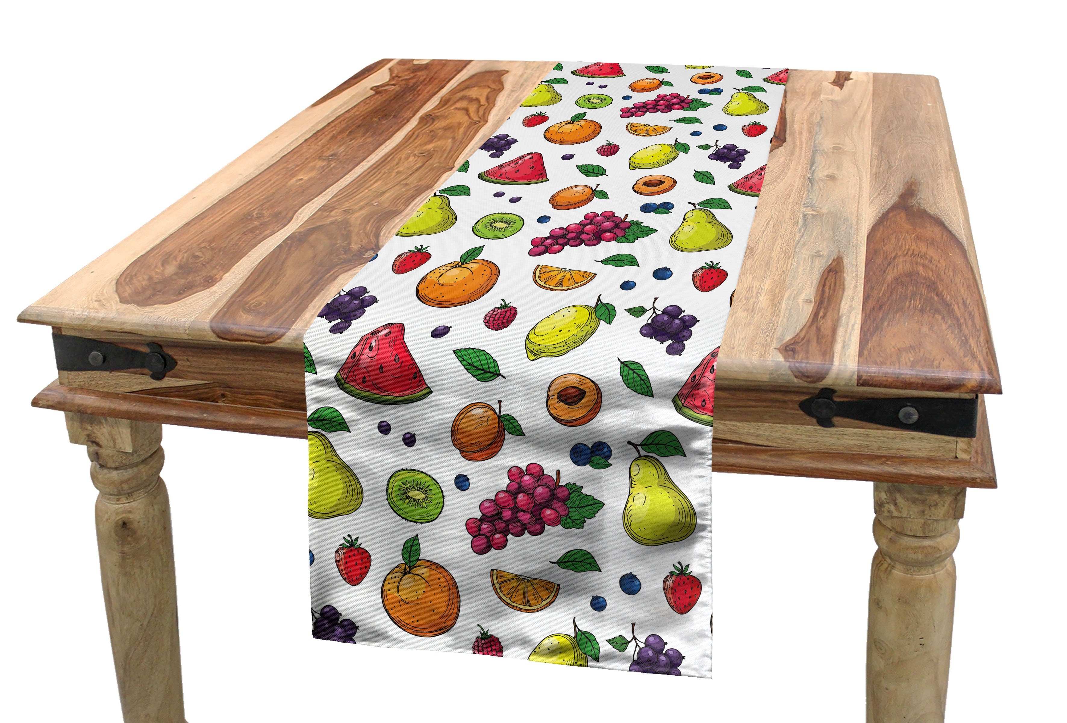 Abakuhaus Tischläufer Esszimmer Küche Rechteckiger Dekorativer Tischläufer, Früchte Trauben Kiwi Orange Zitrone