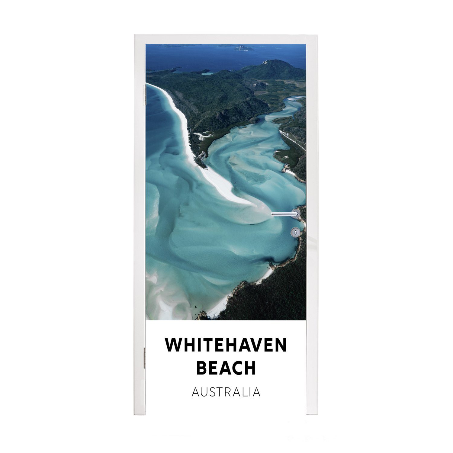 MuchoWow Türtapete Australien - Strand - Weiß, Matt, bedruckt, (1 St), Fototapete für Tür, Türaufkleber, 75x205 cm