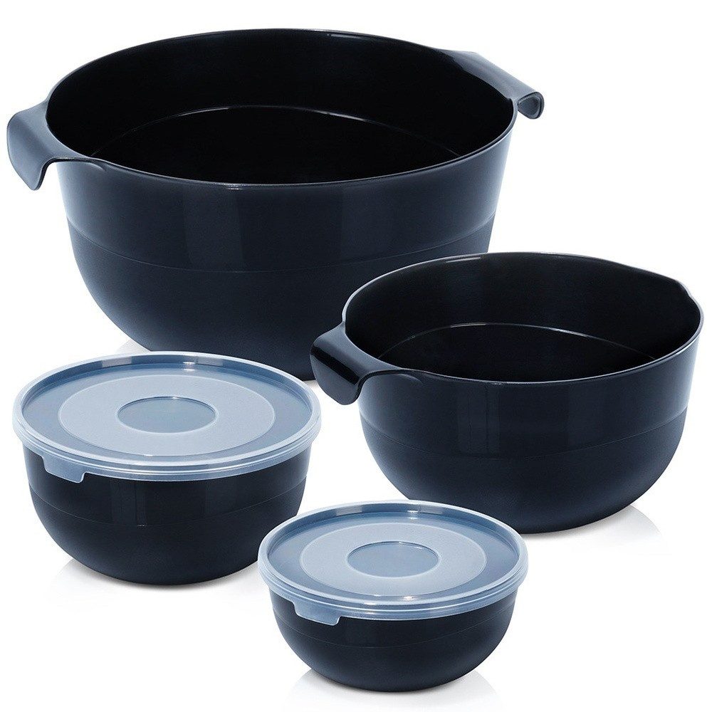 Vilde Rührschüssel In Schwarz mit Deckeln für die Küche, Kunststoff, (6-tlg), 6-teilig spülmaschinengeeignet