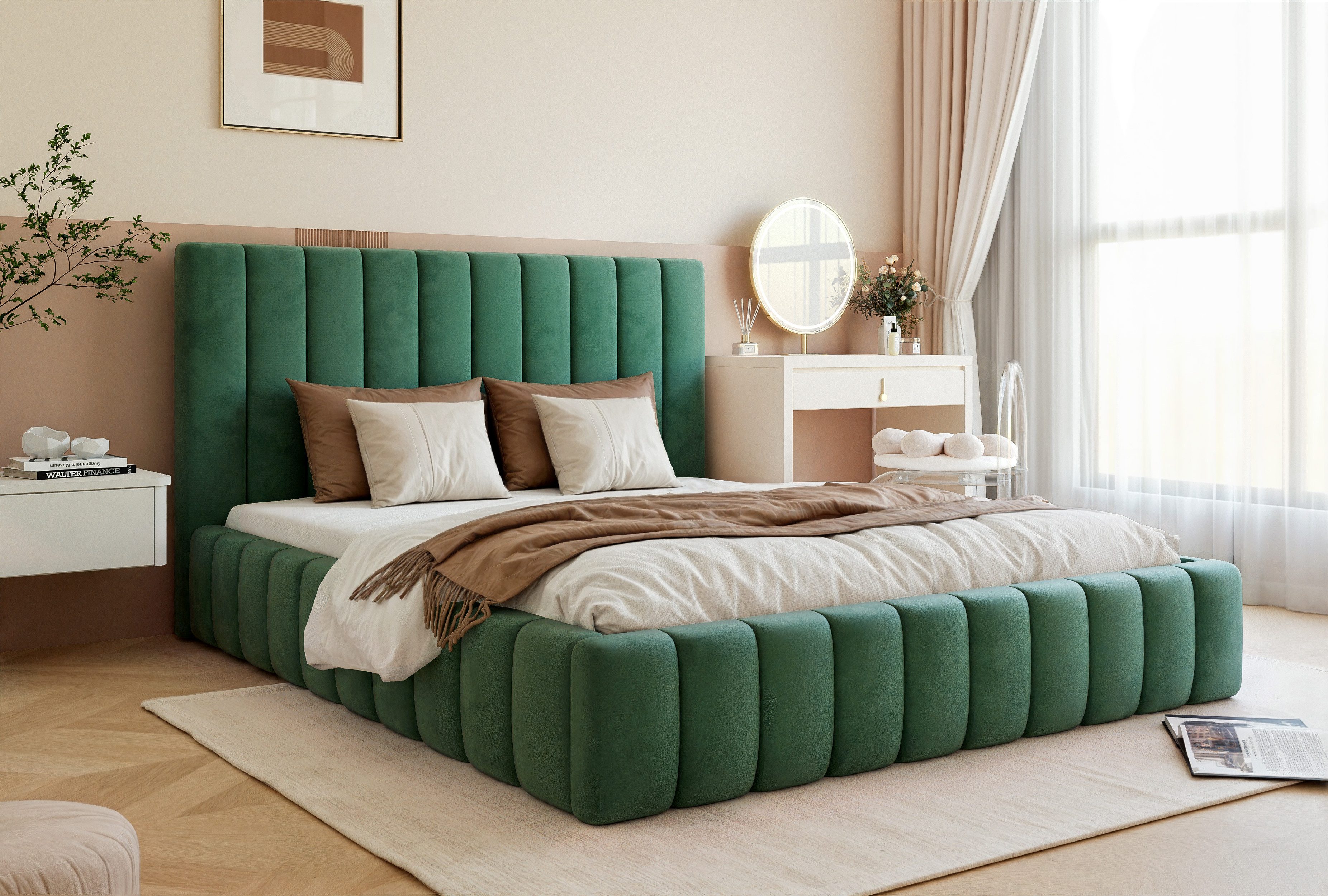 Goldstoff Polsterbett Luxuriöses Schlafzimmerbett mit elegantem günstig online kaufen