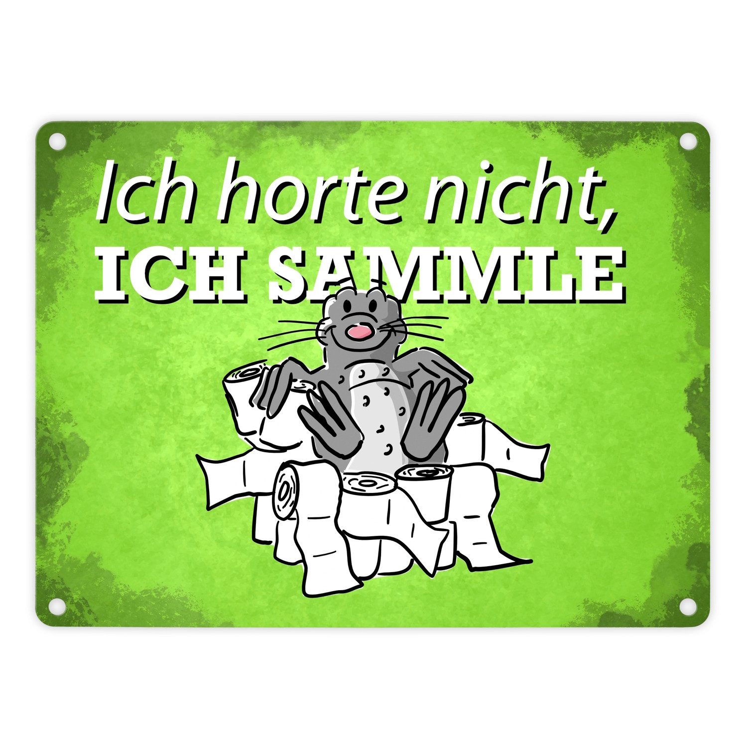 Metallschild Ich horte nicht sammle Metallschild in 15x20 cm mit Seeleopard auf