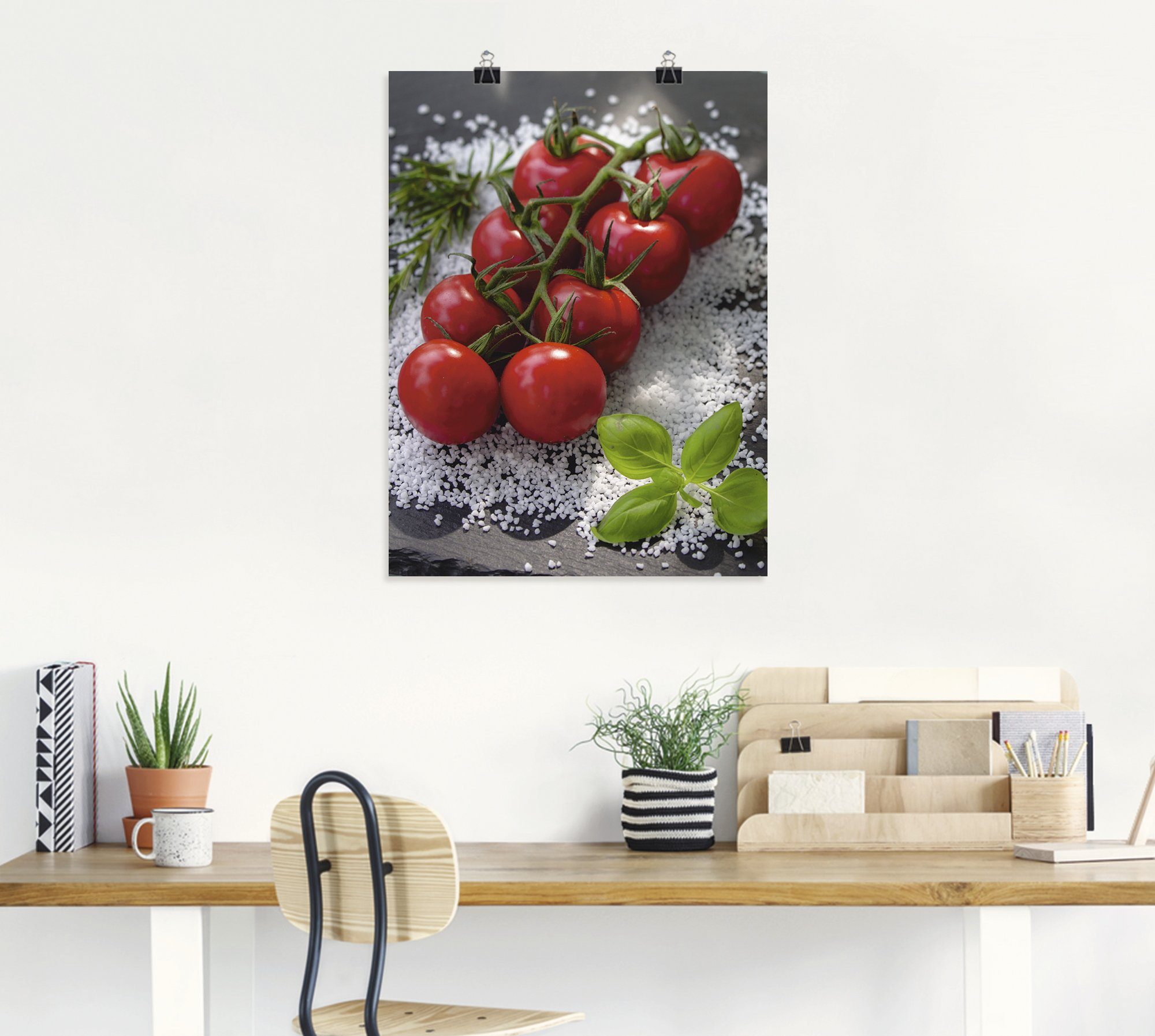Wandbild oder Artland Poster versch. Tomaten Salz, Leinwandbild, Lebensmittel Alubild, (1 St), in Rispe Wandaufkleber auf als Größen