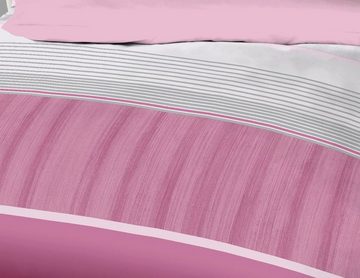 Bettwäsche Kaeppel Linon Renforcé Bettwäsche 2 tlg. Direction Pink Grau Silber, Kaeppel, Renforcé, 2 teilig, moderne Bettwäsche mit Streifenmuster und Farbverlauf