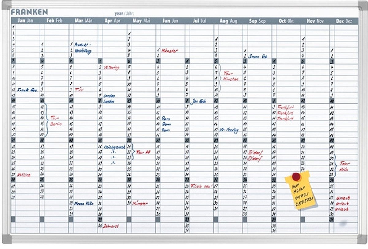 FRANKEN Wandtafel Jahresplaner X-tra! Line Jahresübersicht 90x60 cm