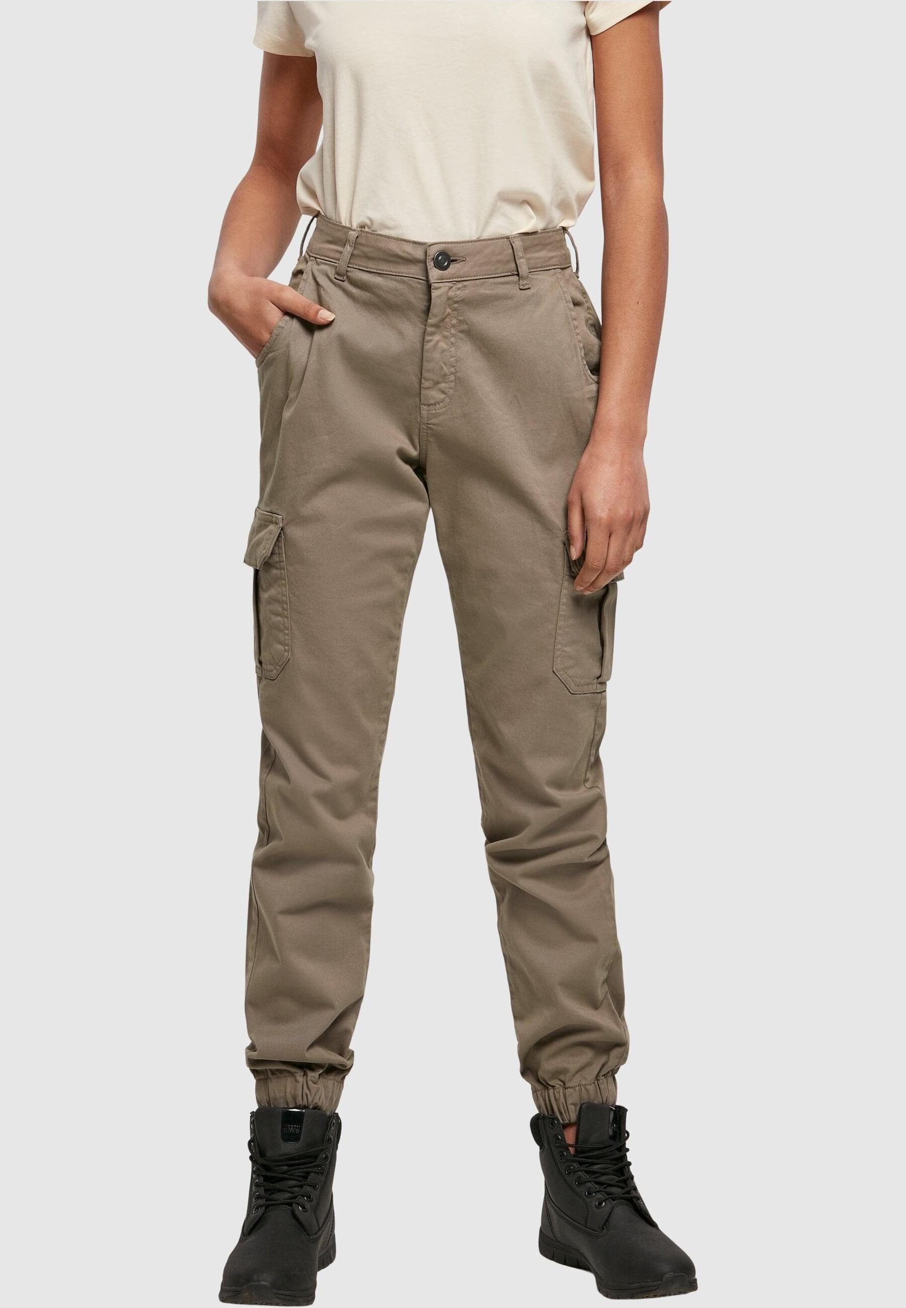 URBAN CLASSICS Cargo (1-tlg) Cargohose Pants High Damen Waist Ladies softtaupe