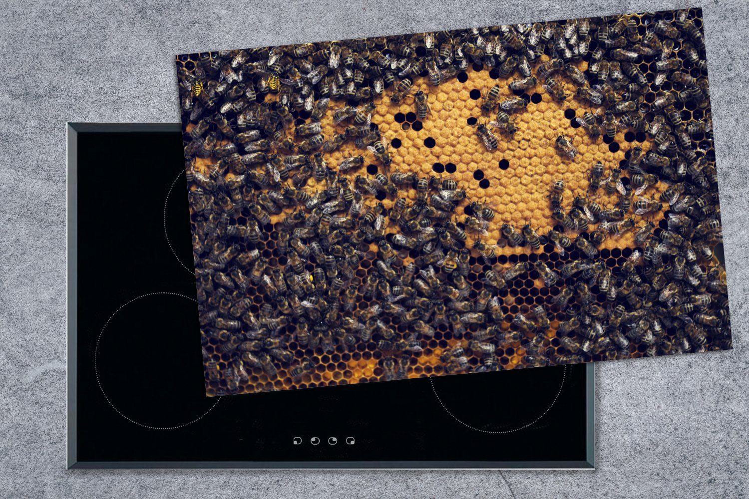 tlg), Herdblende-/Abdeckplatte (1 Ceranfeldabdeckung MuchoWow Vinyl, Induktionskochfeld die cm, Bienen für einer Honigwabe, Schutz küche, auf 81x52
