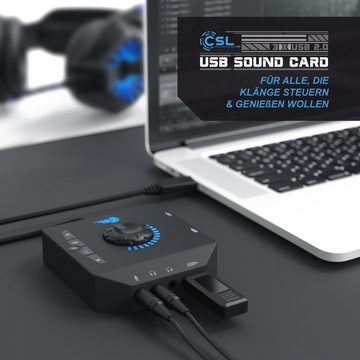 CSL USB-Soundkarte, extern, Lautstärkeregelung, Anschluss für Headset, Kopfhörer, Mikrofon