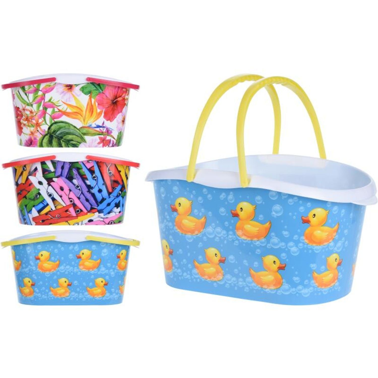 Koopman Einkaufskorb 12x Tragekorb 29x21x15cm Transport Wäsche Einkaufskiste bunt Kunststof