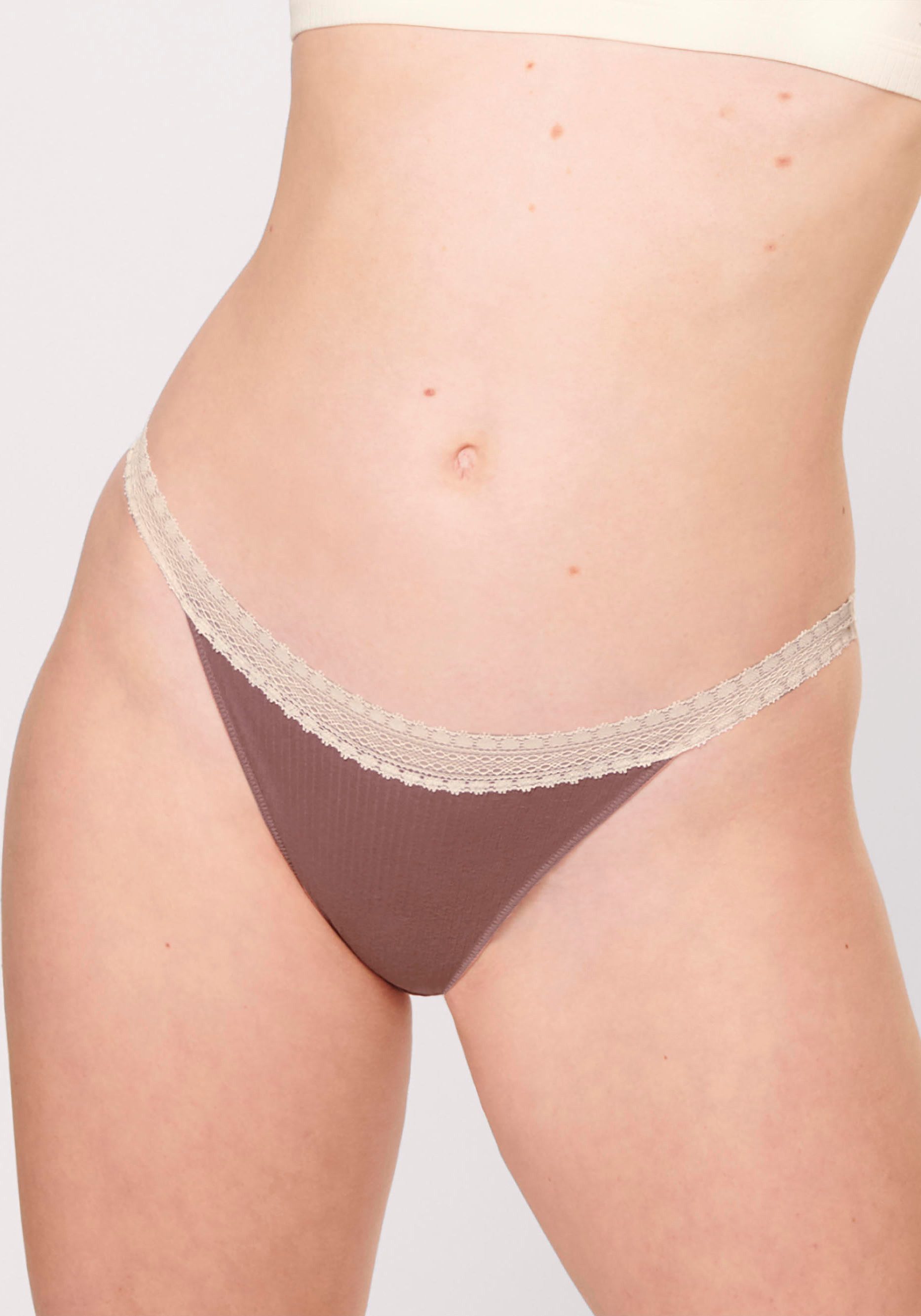 sloggi Tanga GO Ribbed (2er Pack) weiche, Baumwollmischung, Spitzenbesatz, bequem