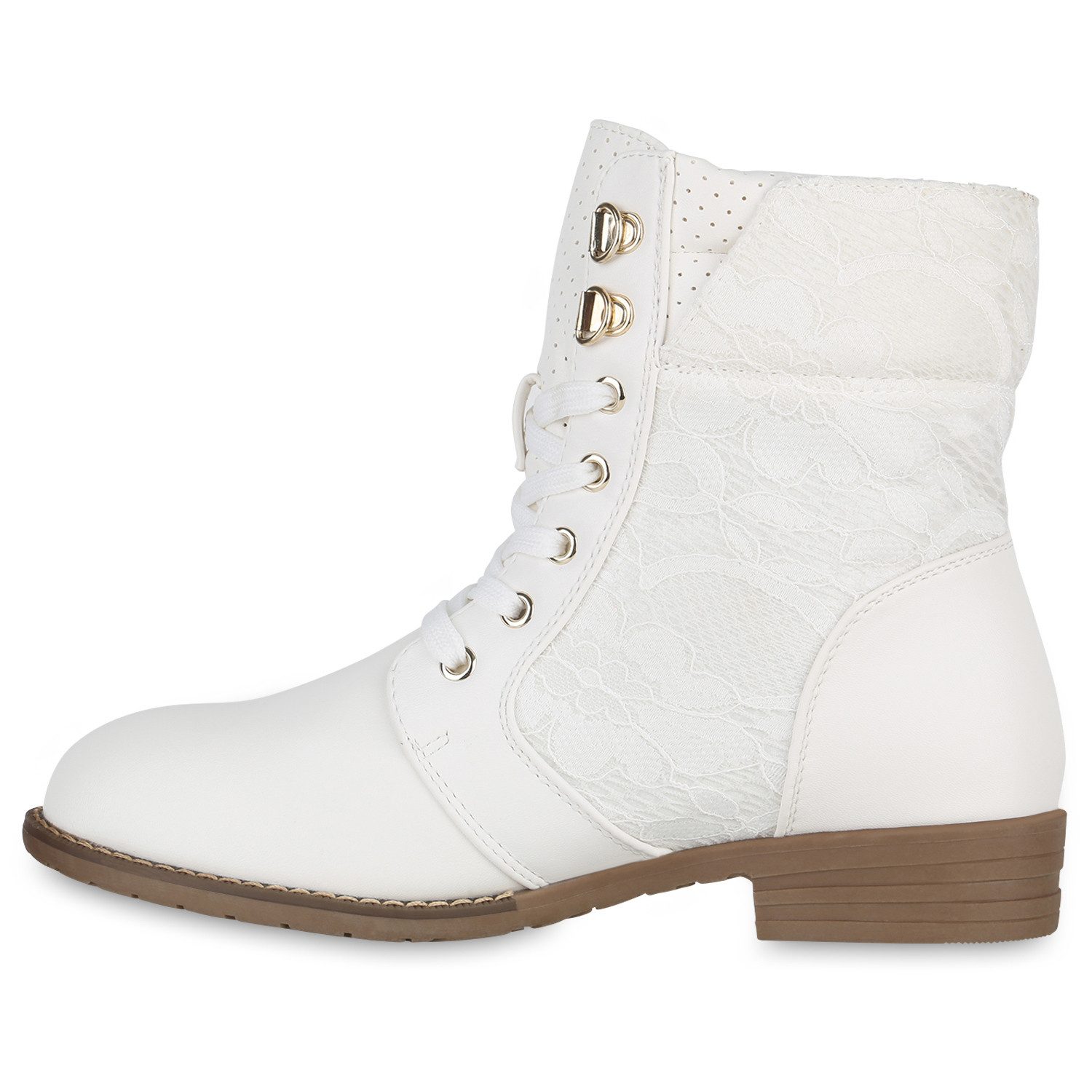 VAN HILL 815442 Schnürstiefelette Damen Schnürstiefeletten Spitze Stiefeletten Zipper Worker Boot