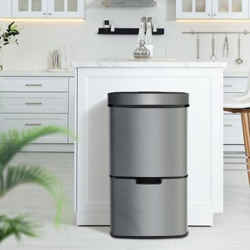 Ribelli Mülltrennsystem Sensor Mülleimer 72 L, 4 Fächer, Grau