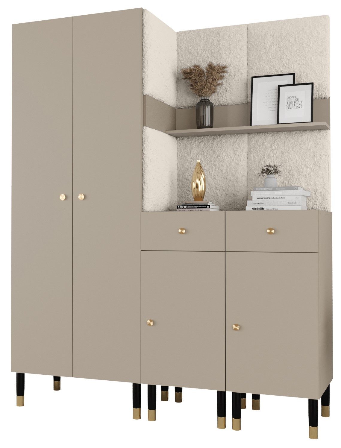 ABIKS MÖBEL Kompaktgarderobe PALERMO Set 7 Garderobe mit gepolsterten Paneelen, Industriell Design