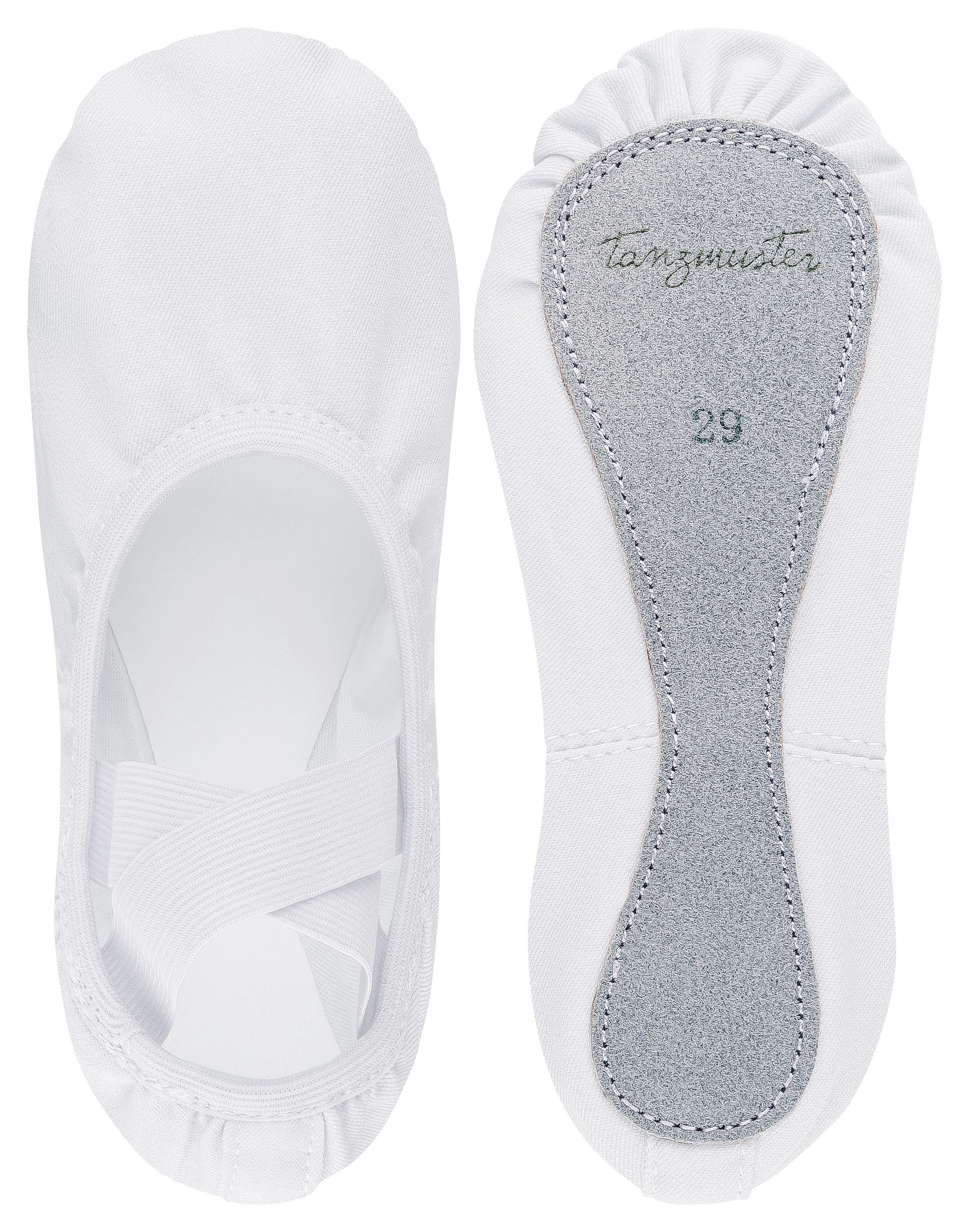 tanzmuster Ballettschläppchen "Jona" aus Baumwoll-Stretch, ganze Sohle Tanzschuh Ballettschläppchen für Kinder und Erwachsene