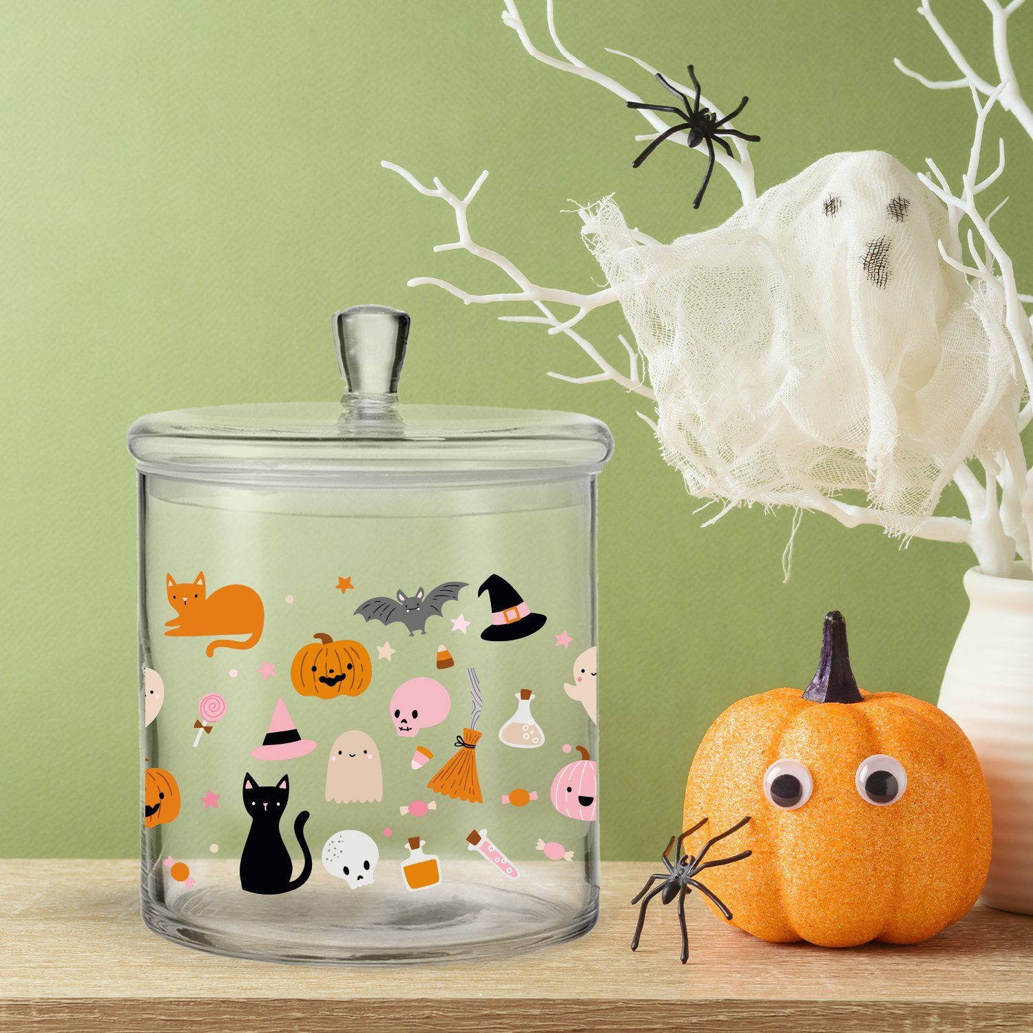 GRAVURZEILE Keksdose mit Design, Halloween Glas, Sweet (Kein UV-Druck - Set)