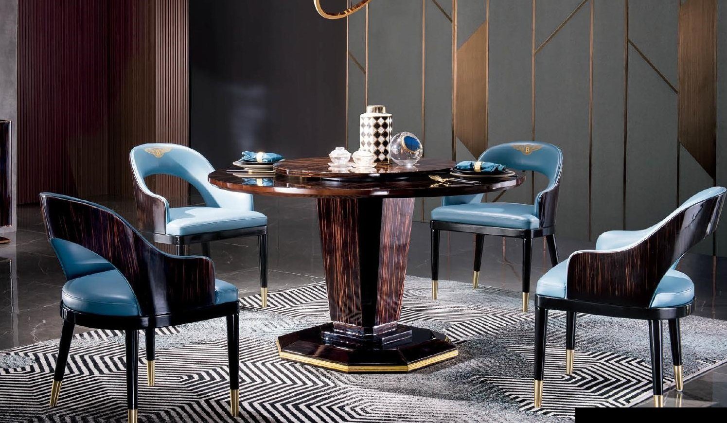 JVmoebel Esstisch, Design Runder Luxus Rund Ess Tisch Tische Holz Esstisch 135cm