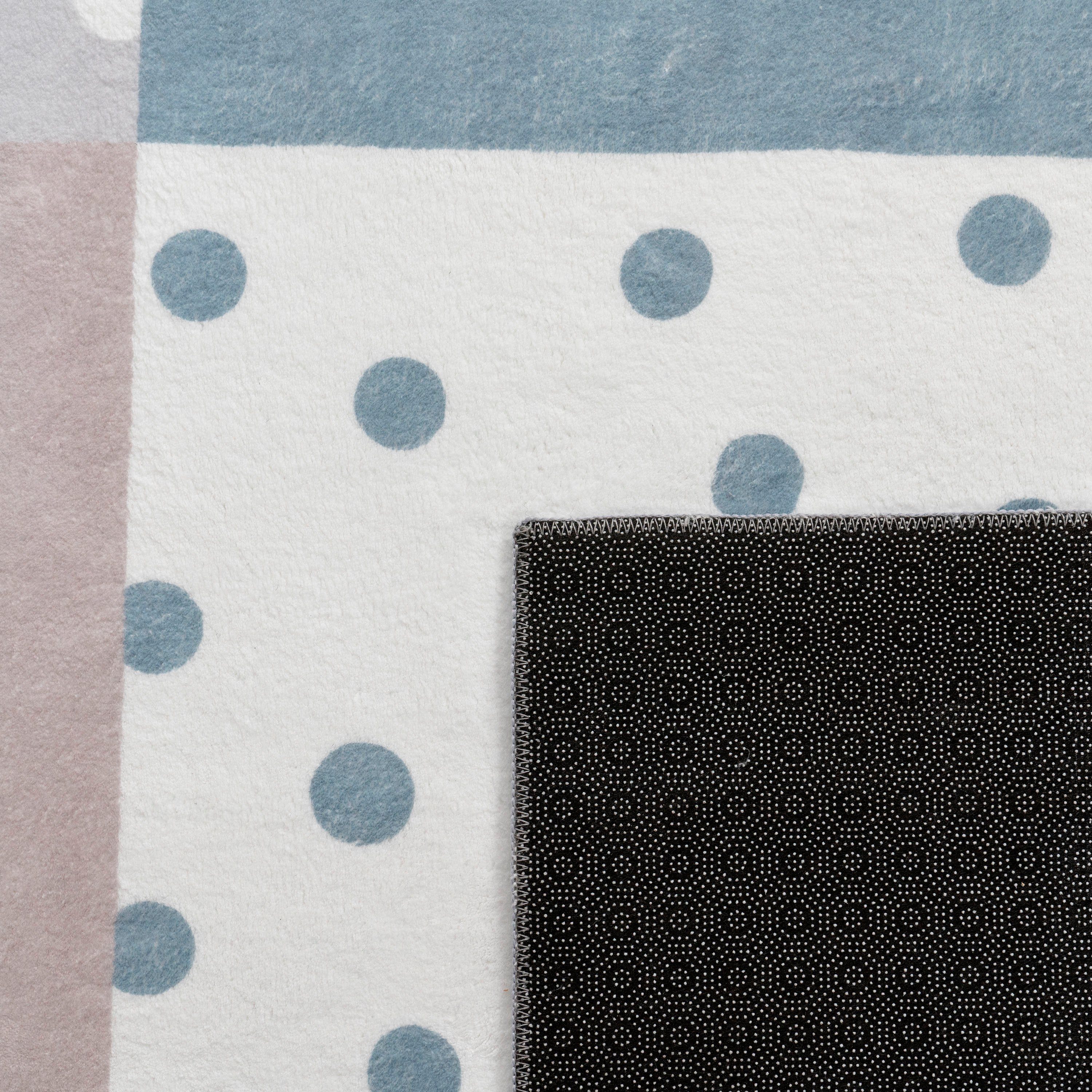 Paco Home Kinderteppich Eliz 391, rund, Höhe: 12 mm, Kurzflor, Spielteppich, Patchwork-Muster, Motiv Krone, Herz & Punkte