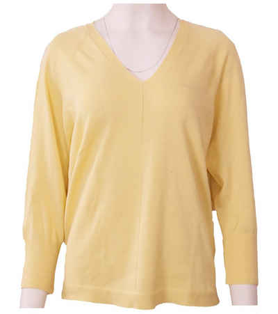 REPEAT Rundhalspullover REPEAT Pullover farbenfroher Damen Sommer-Pullover mit Baumwolle Freizeit-Pullover Gelb