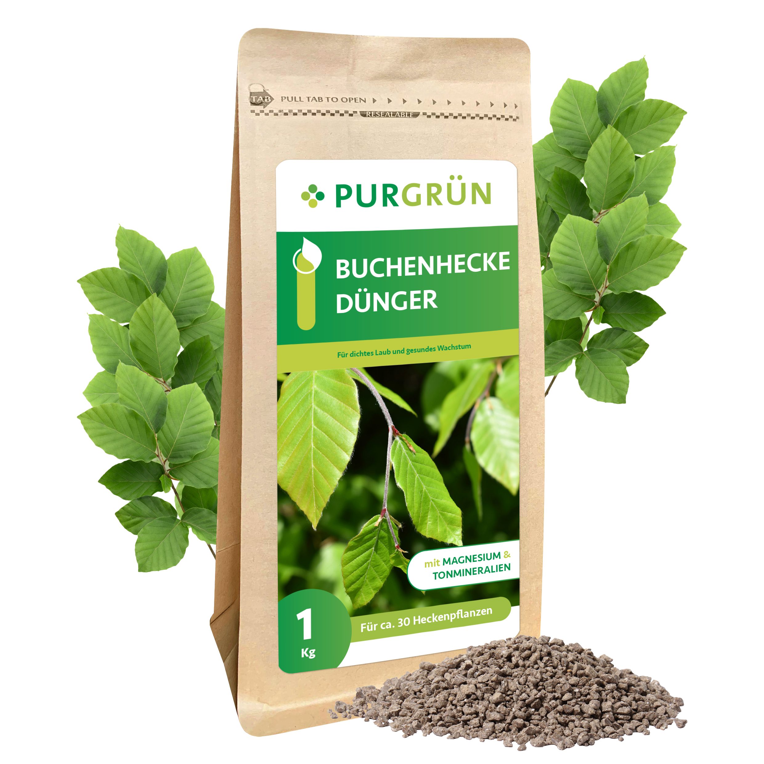 Gartendünger Purgrün Buchenhecke Dünger, NPK 5+4+6, Magnesium, 1 kg