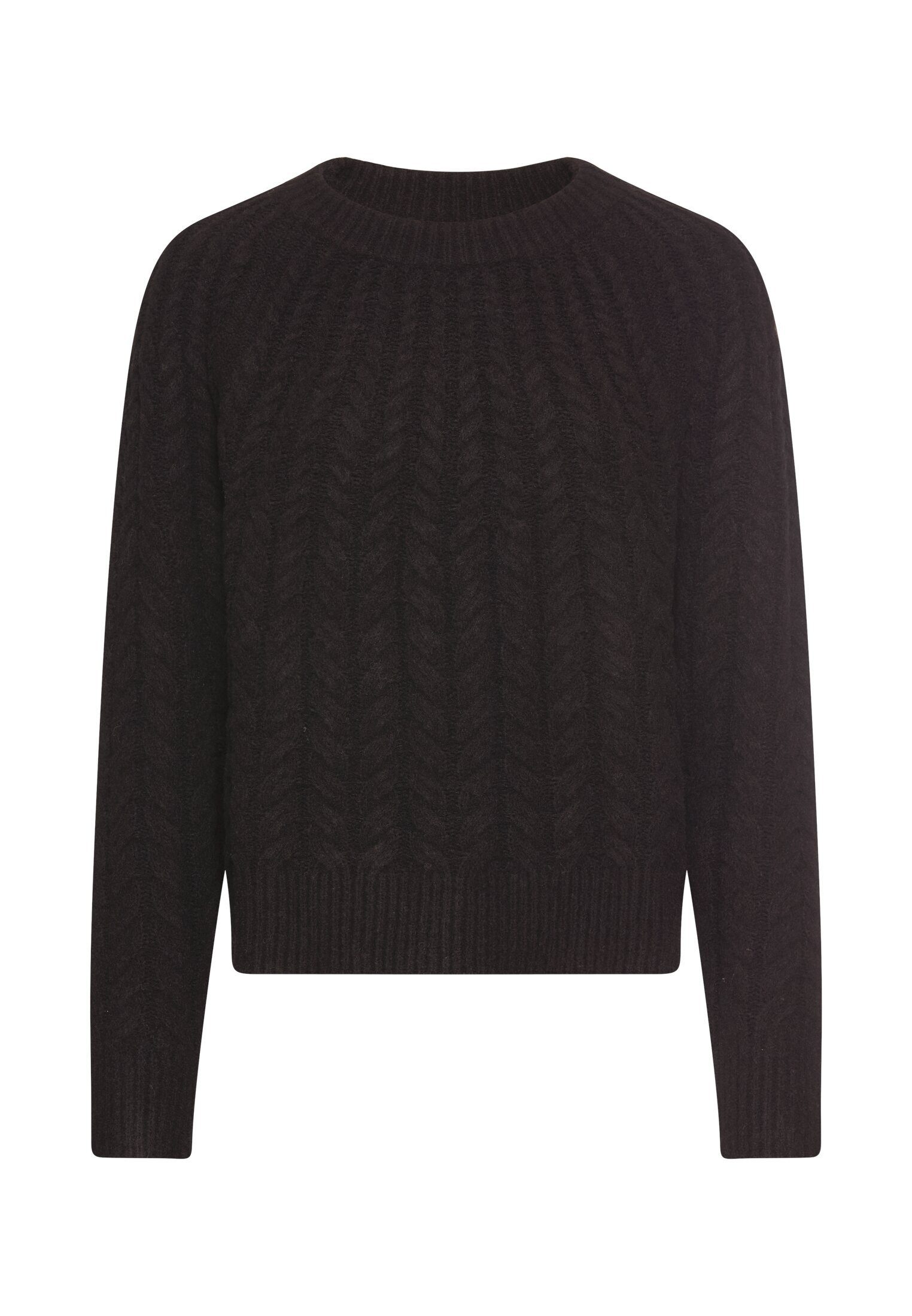 camel active Strickpullover mit Rundhalskragen Langarm Markenlogo