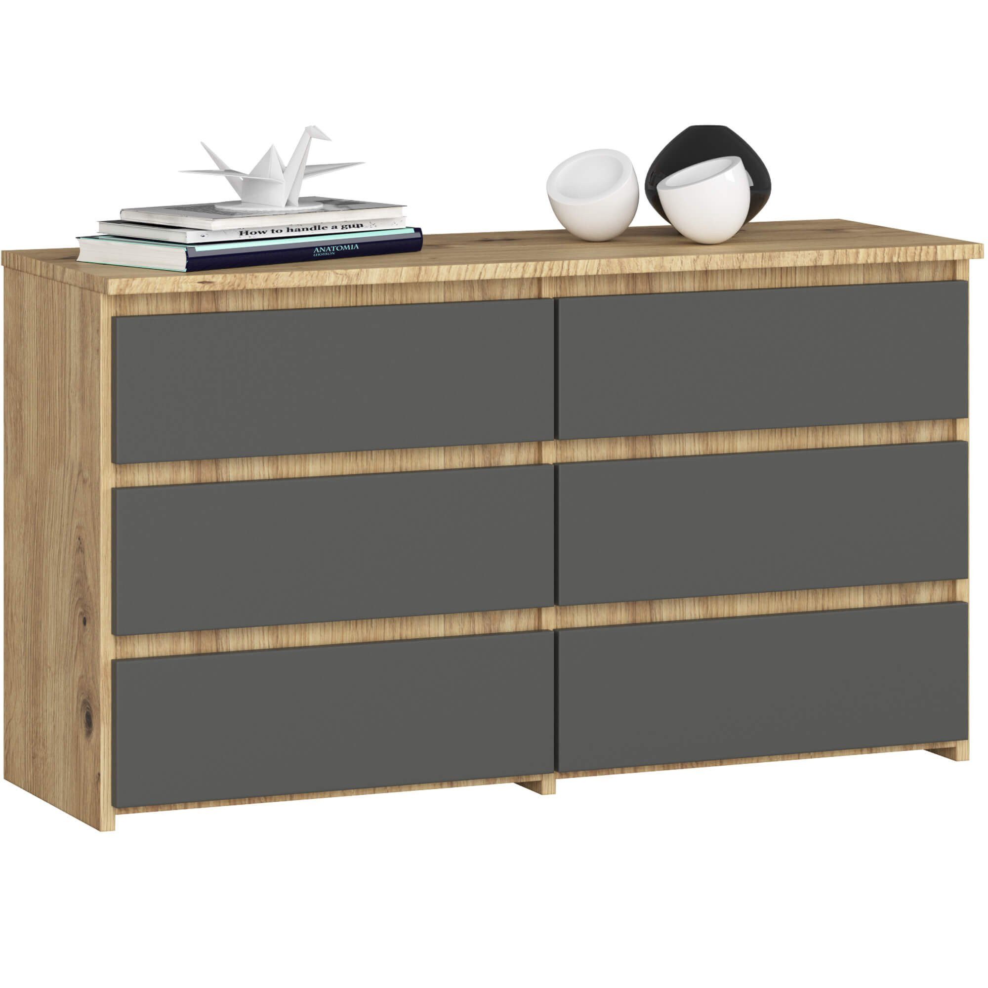 Raumhirsch Furniture Kommode Elegante Kommode 6 Schubladen - Zeitloser Stauraum - Anrichte, Hochwertige Laminierte Spanplatte, Maßen: 100 x 57 x 35 cm, Soft-Close