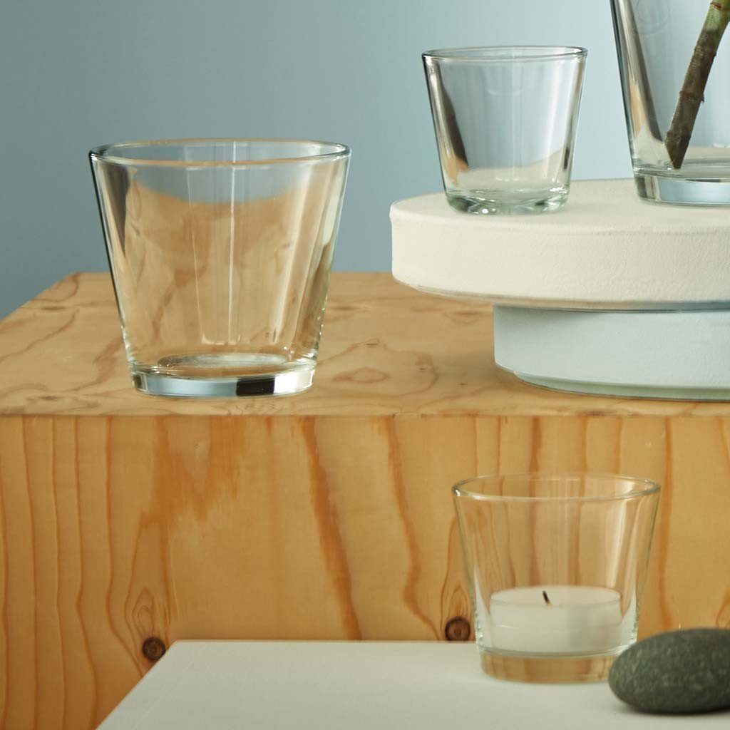 Teelichthalter, H:8cm Keramik Glas Transparent Rudolph D:9cm